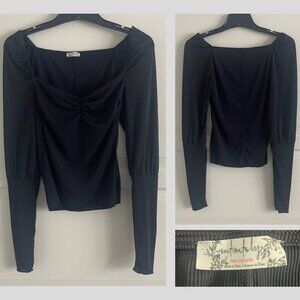 Free People Intimately Gathered  Square Neck Long Sleeve Top 20365